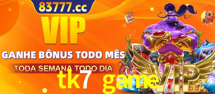 Banner promocional do tk7 game oferecendo 100% de recompensas adicionais contínuas para quem fizer o login diário (Daily sign-in), com um mascote de coelho.